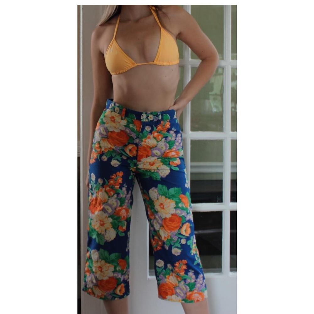 NEW Vintage Ralph Lauren Womens Pants Size Cobalt Blue Tropical Vacay Resort - Picture 1 of 12